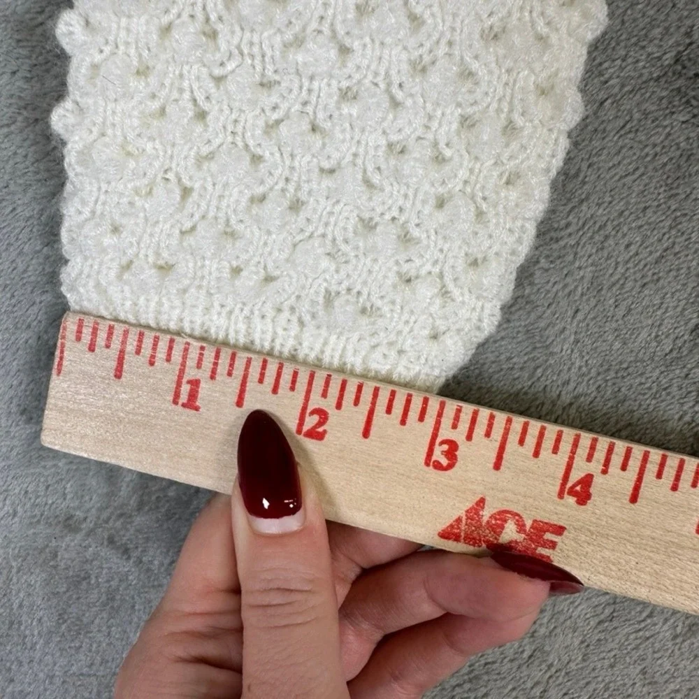 Vintage Handmade Knit Baby Set Ivory Hooded Cardigan & Pants Popcorn Pointelle